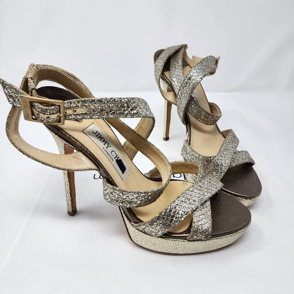 Jimmy Choo Silver Leather Pumps 37